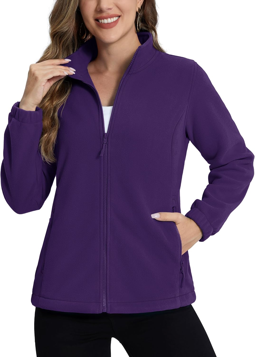 Detalle de TACVASEN Women's Fleece Jacket with 4 Pockets