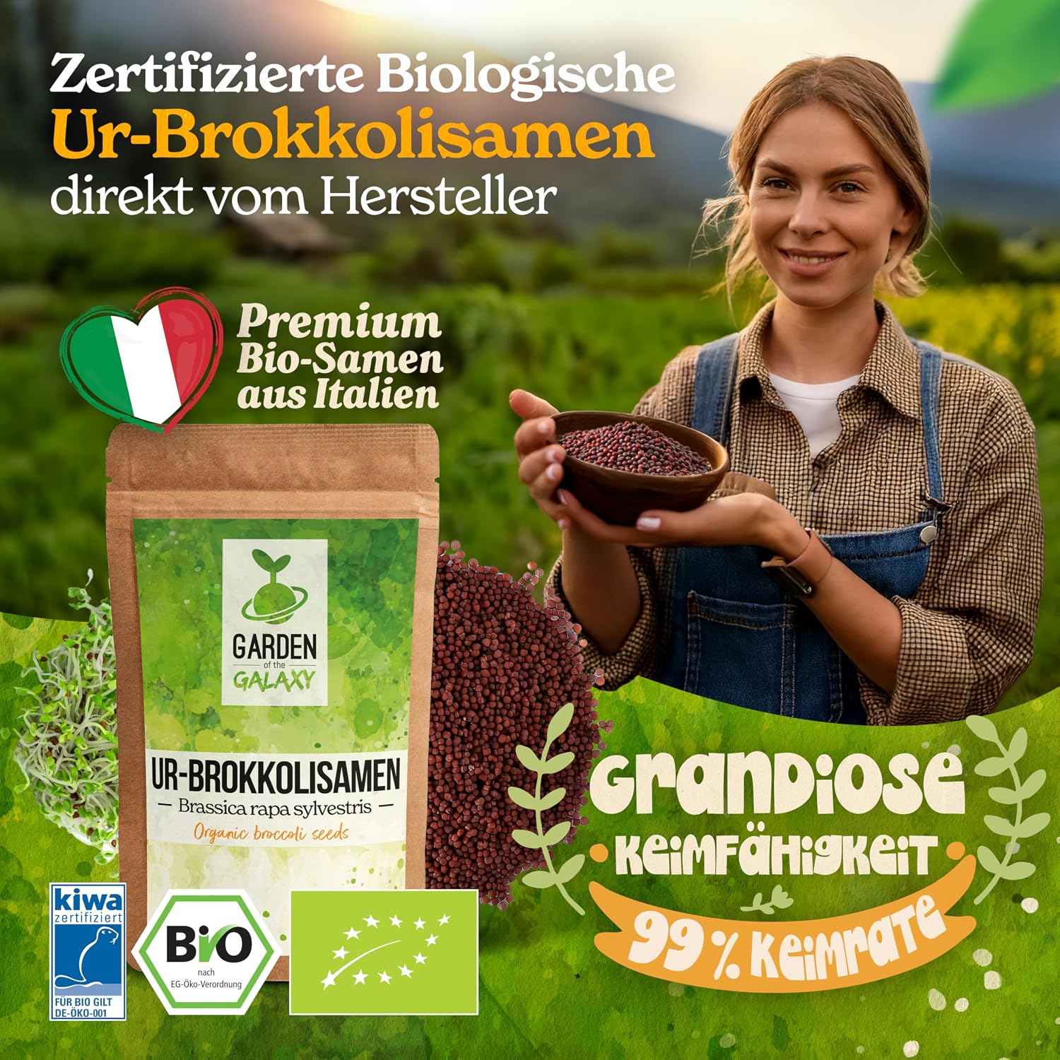 Thumbnail 1 de Brokkoli Samen Bio [500 g] – Hoch Sulforaphan-Gehalt aus Brassica rapa sylvestris, direkt aus Italien