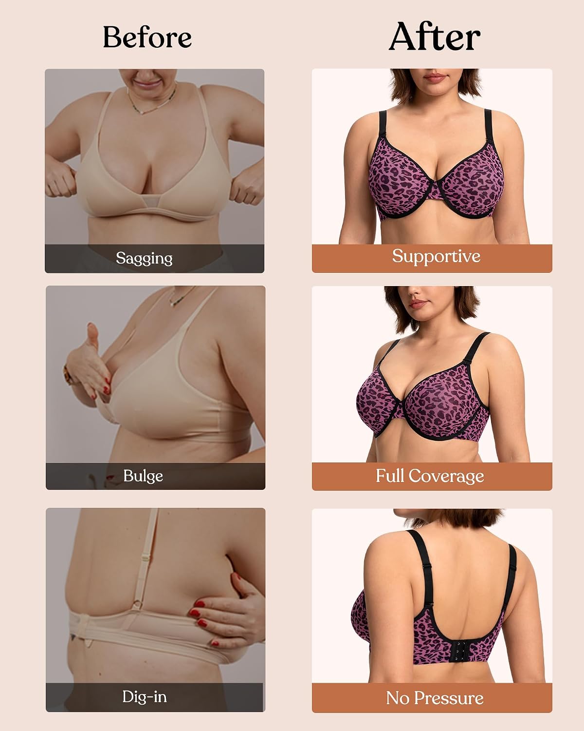 Thumbnail 4 de HSIA Full Coverage Underwire Minimizer Bra, Unlined Mesh, Convertible Straps