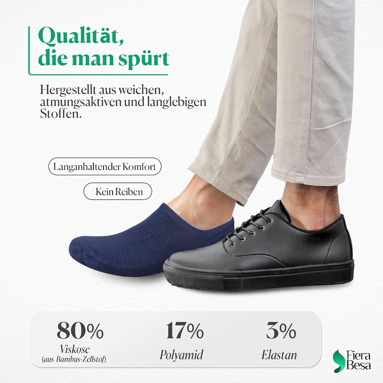 Thumbnail 1 de Fiera Besa onzichtbare bamboesokken uniseks, 5 paar voor sneakers