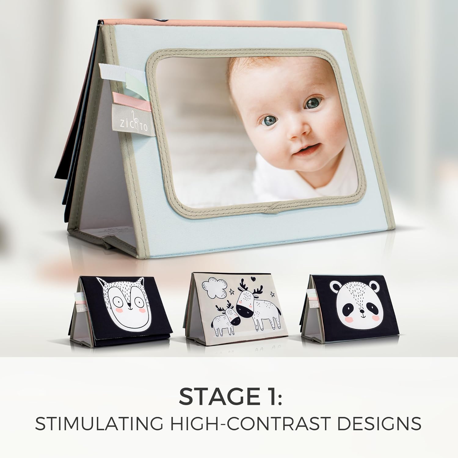 Thumbnail 5 de Soft Tummy Time Book with Mirror Baby Toy 📘