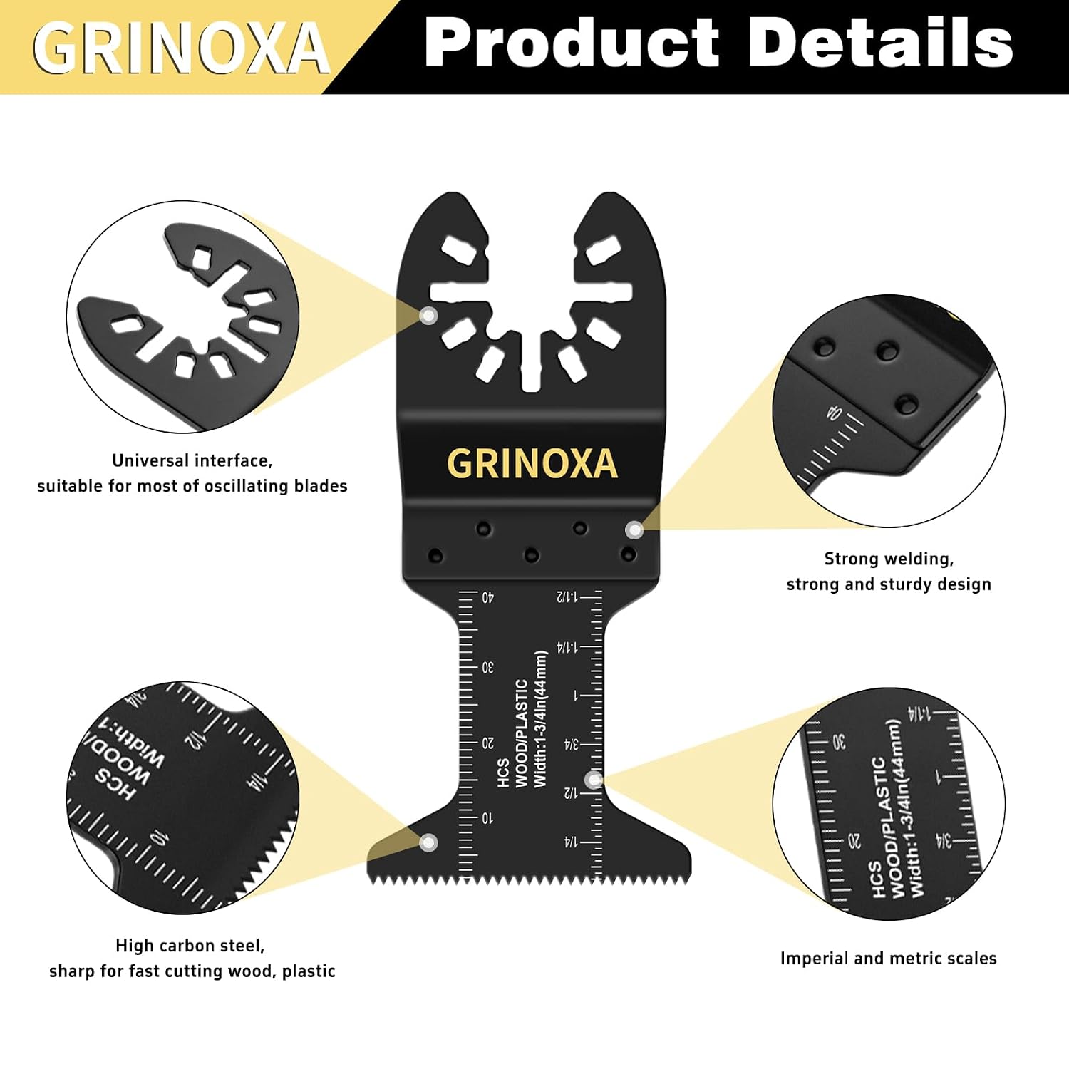 Detalle de GRINOXA Oscillating Tool Blades High-Carbon Steel
