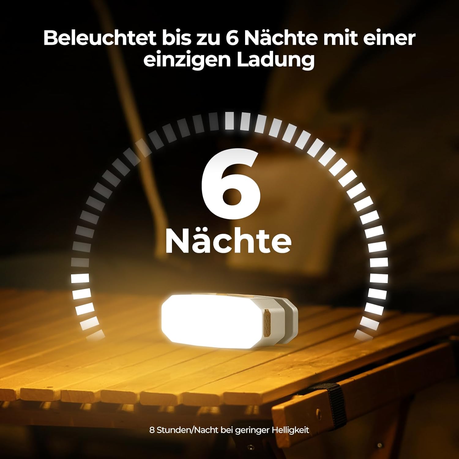 Detalle de BougeRV Lampada da campeggio con sensore – 380 lm, IP65, 3200 mAh
