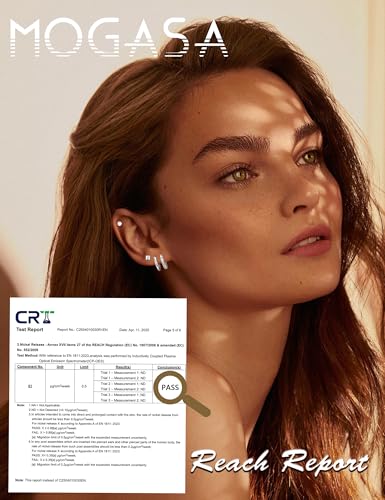 Detalle de MOGASA 12 Pairs Hypoallergenic Surgical Steel Flat Back Earrings for Women