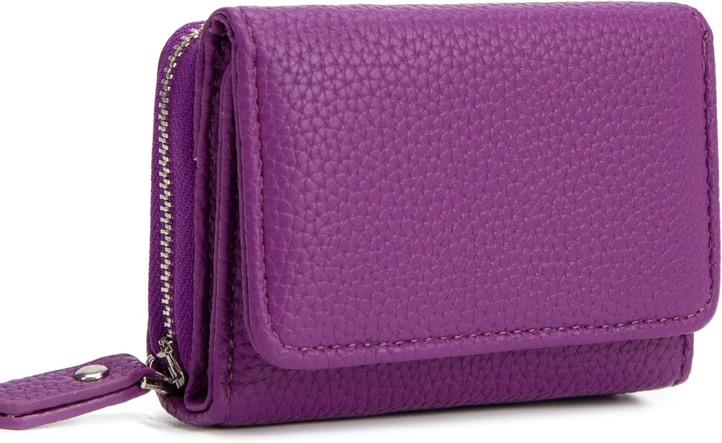 Detalle de CHAOFANXI Portafoglio donna piccolo in pelle PU viola con portamonete e chiusura a zip