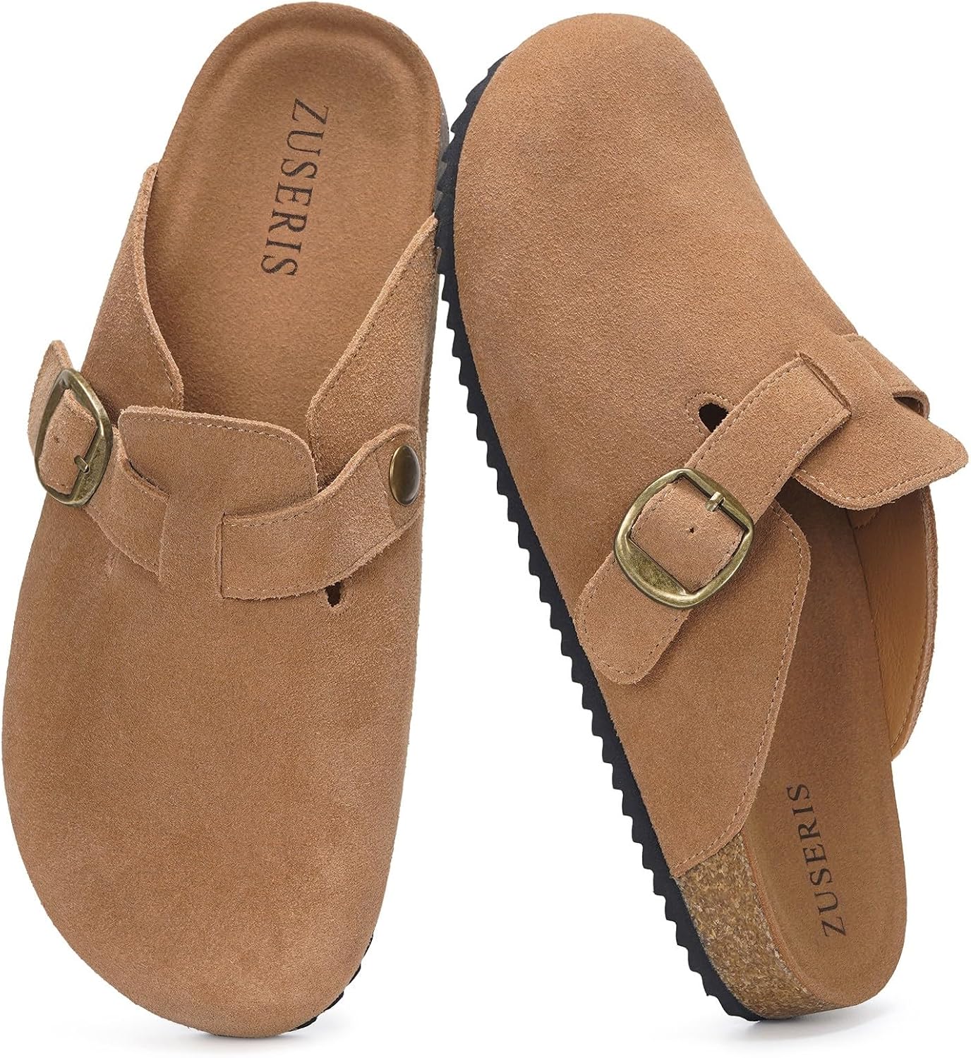 Detalle de ZUSERIS Suede Clogs for Women and Men, Wide Width with Cork Footbed