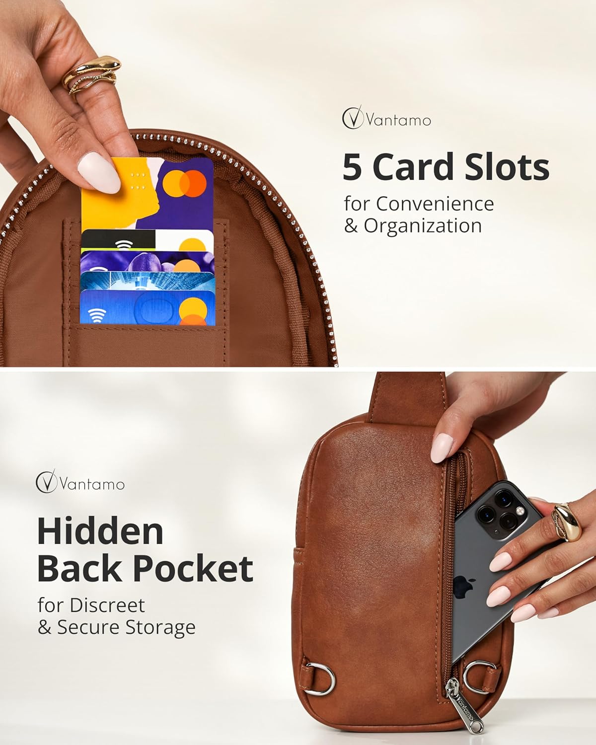 Thumbnail 3 de Vantamo crossbody bag for women with RFID blocking and anti-pickpocket clip