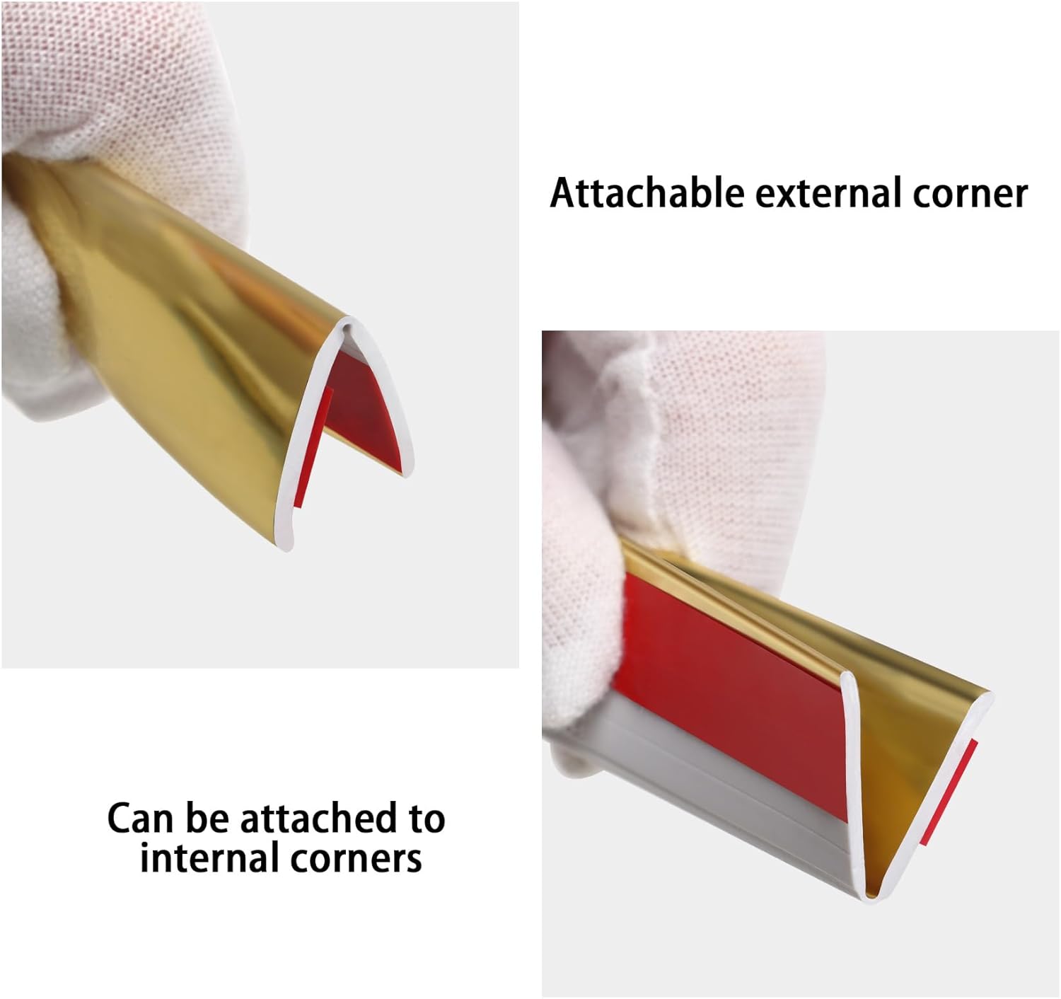 Thumbnail 3 de Hanggbak 3-in-1 Peel & Stick Multifunktionsform (Eckschutz, Wandabschluss & Caulk-Strip) – Glänzendes Gold, 5 m x 2 cm
