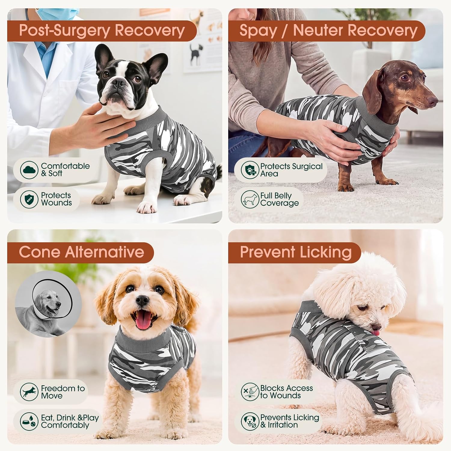 Thumbnail 3 de Kuoser C117-Kuoser-037-Camouflage-XL Dog Recovery Suit for Post-Surgery Care