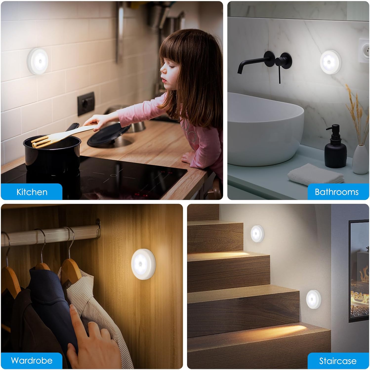 Thumbnail 2 de AMIR Nachtlicht mit Bewegungsmelder – LED Lichtspender für Flur, Schlafzimmer und Kinderzimmer (Weiß, 3er Set)