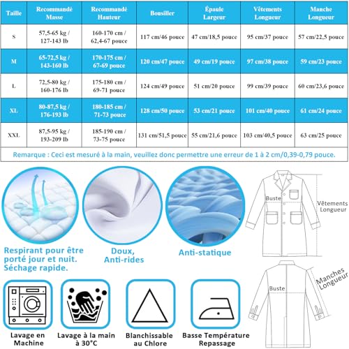 Detalle de COCREAZY Blouse Chimie Lycee – blouse laboratoire coton/polyester à 3 poches