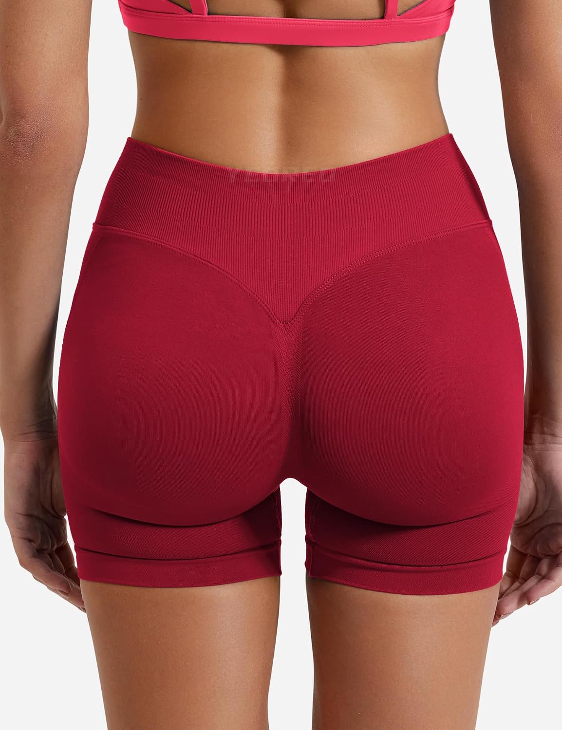 Detalle 2 de YEOREO SoftHue Damen Sportshorts Invisible Scrunch (4,5") – nahtlos, feuchtigkeitsableitend & push-up für Workout und Alltag