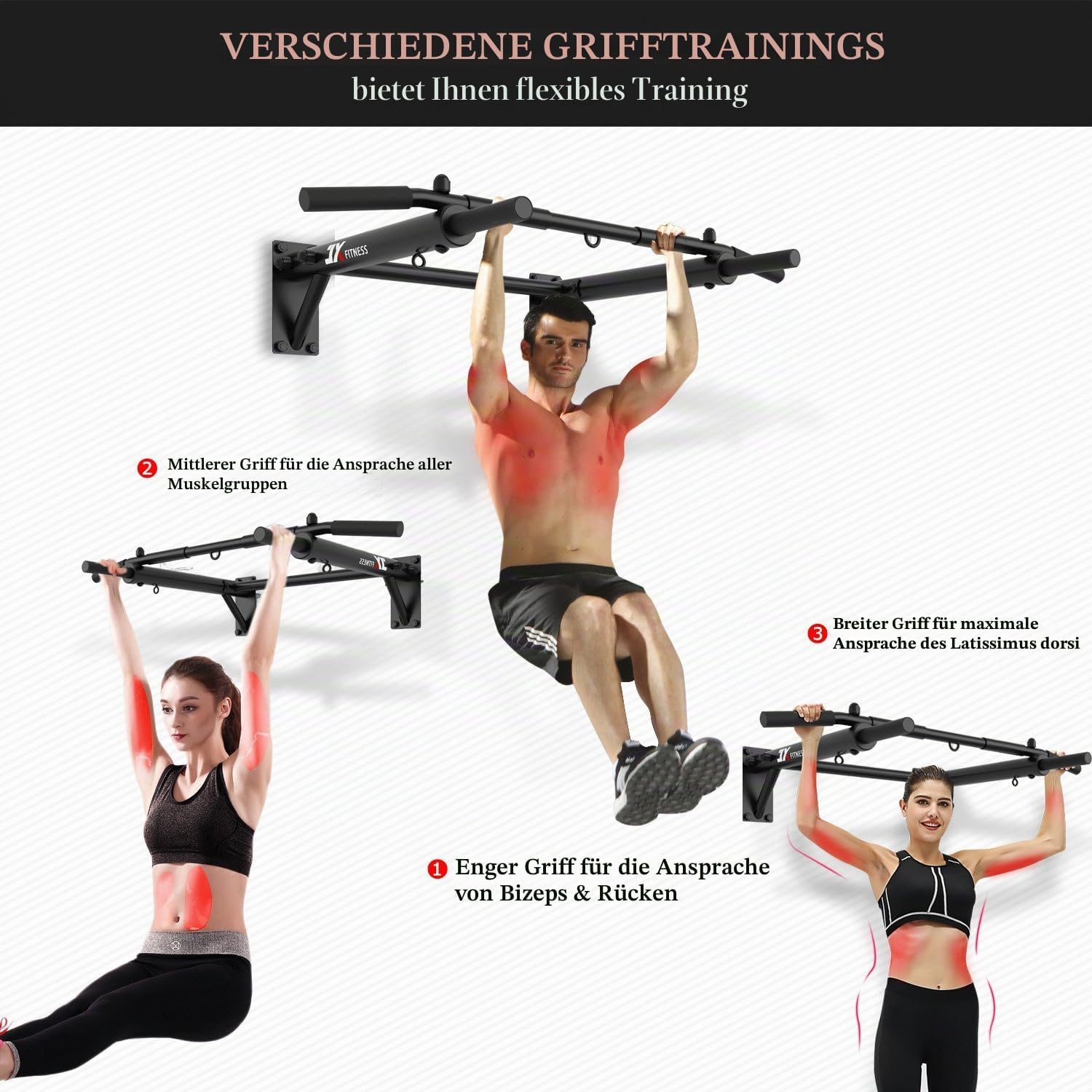 Detalle de JX Fitness Klimmzugstange Wandmontage