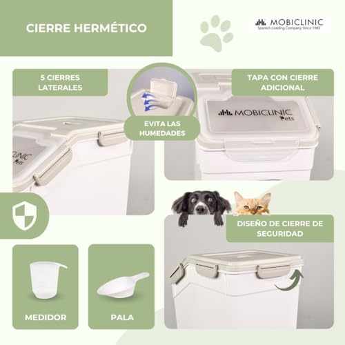 Detalle de Mobiclinic FeedPet: Contenedor de Pienso 20 L con Ruedas, Ventana y Cierre Hermético