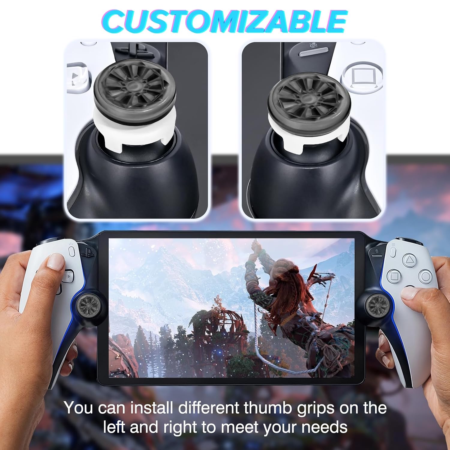 Detalle de DLseego Thumb Grips for PlayStation Portal – Silicone Mid/High-Rise Anti-Slip (2 Pack)