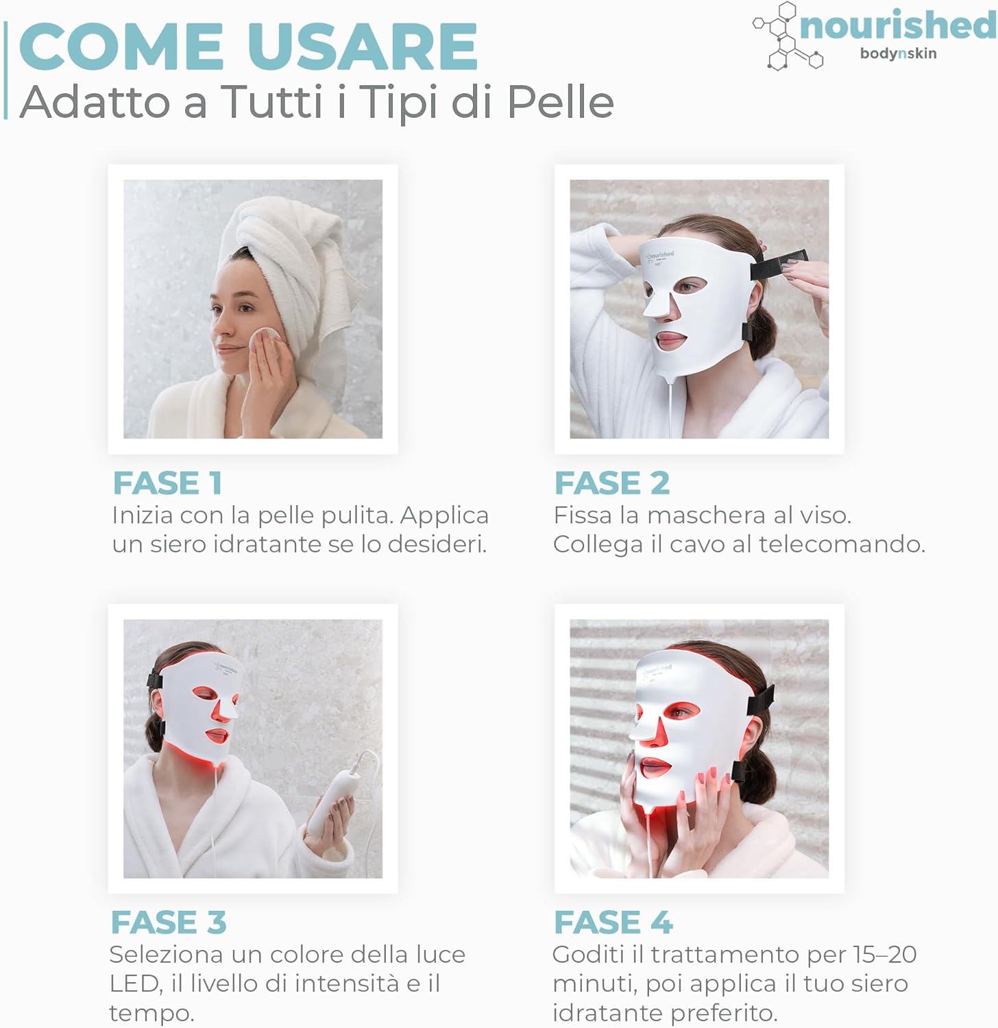 Thumbnail 6 de Nourished Bodynskin Maschera LED Viso 7 Colori 114 LED