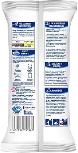 Detalle de Napisan Salviette Disinfettanti Total Protection 5 confezioni da 80 salviette – biodegradabili e compostabili