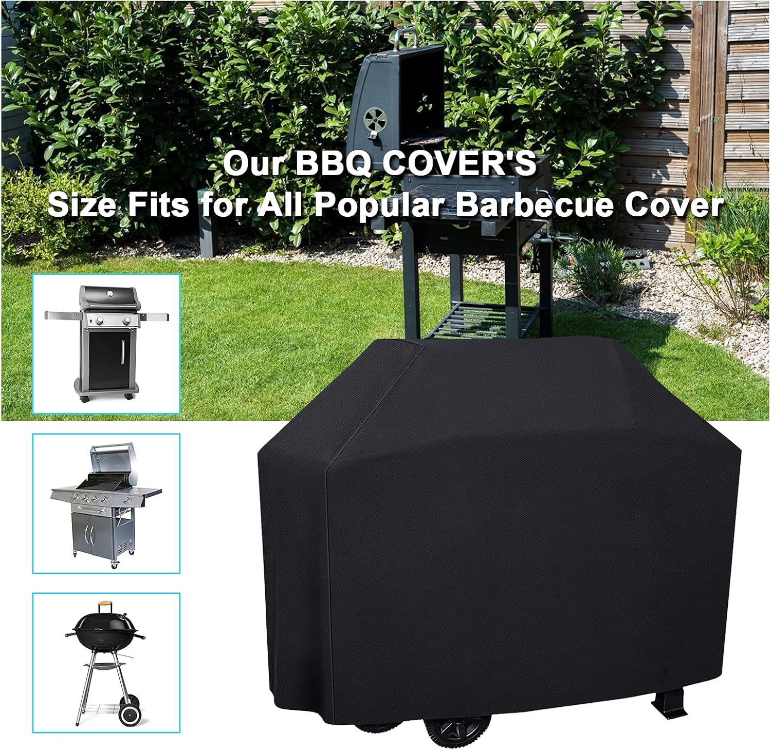 Detalle de Grill Abdeckhaube 147x61x122 cm: Wetterfest, 210D Oxford, staub- & regensicherer Grillschutz