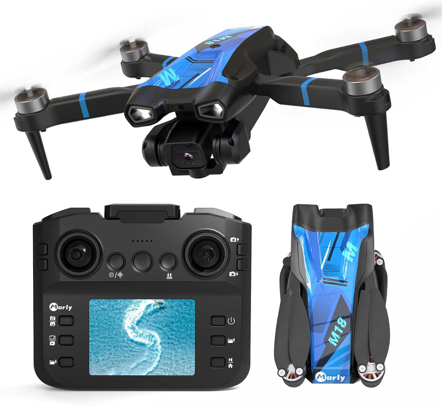Drone avec caméra 4K mini M18LCD (télécommande LCD, 3 vitesses, design pliable)