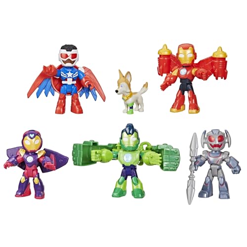Detalle de Marvel Iron Man and His Awesome Friends Pack Avengers en Armure – Figurines articulées (6 personnages)