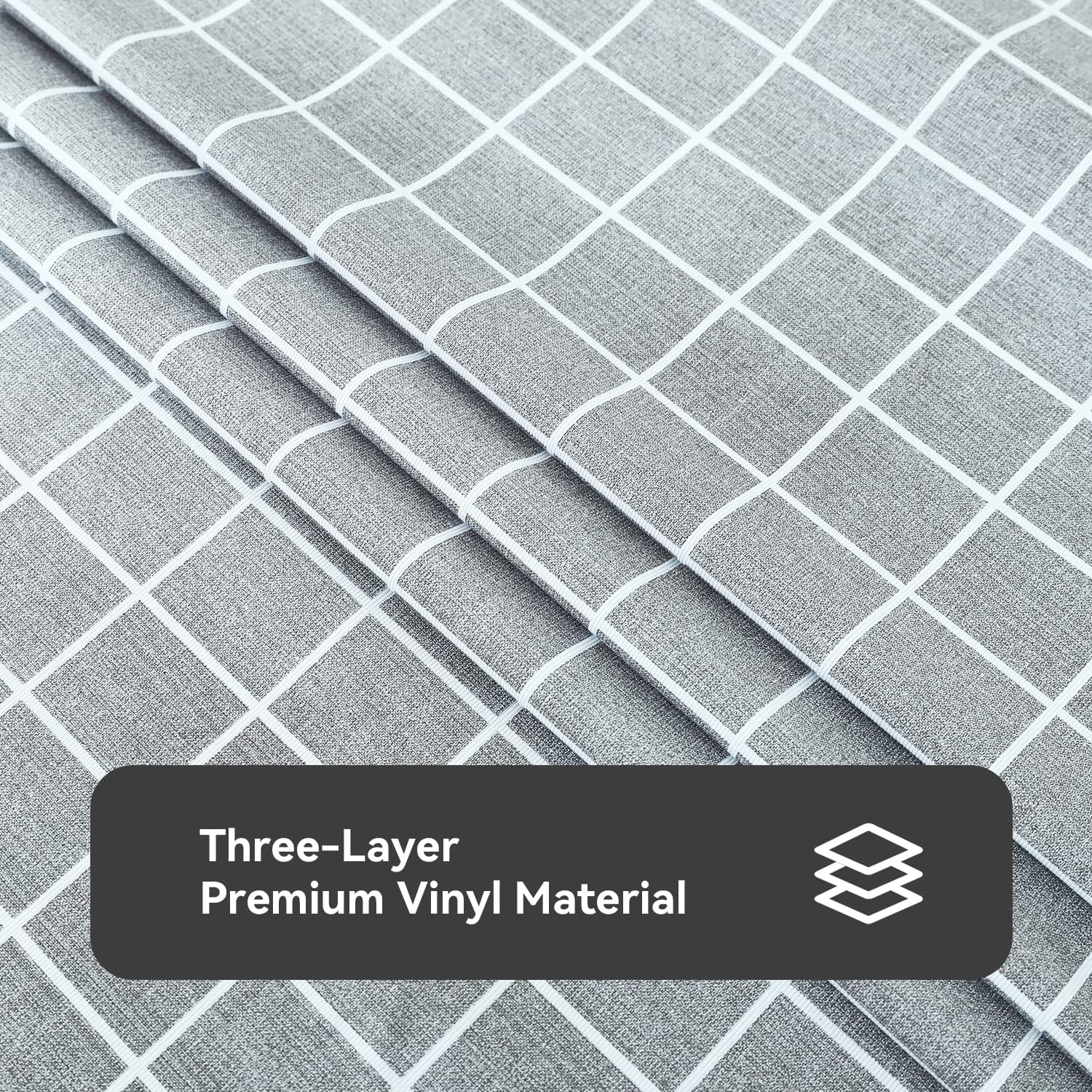 Thumbnail 5 de Romanstile Rectangle Vinyl Tablecloth (Waterproof, Oil-Proof) — Heavy-Duty Wipeable PVC Cover, Grey, 54 x 78 Inch