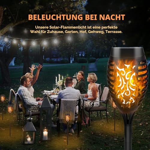 Detalle de CNMTCCO Solarlampen für Außen – 6er-Set mit realistischem Flammeneffekt, IP65, kabellos
