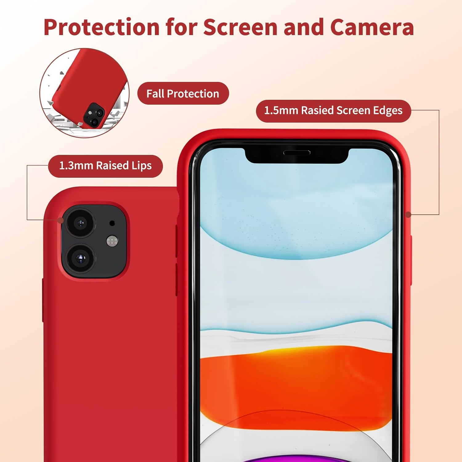 Thumbnail 4 de TAXXOE Liquid Silicone Case for iPhone 11 (6.1in) - Soft Ultra Slim Red