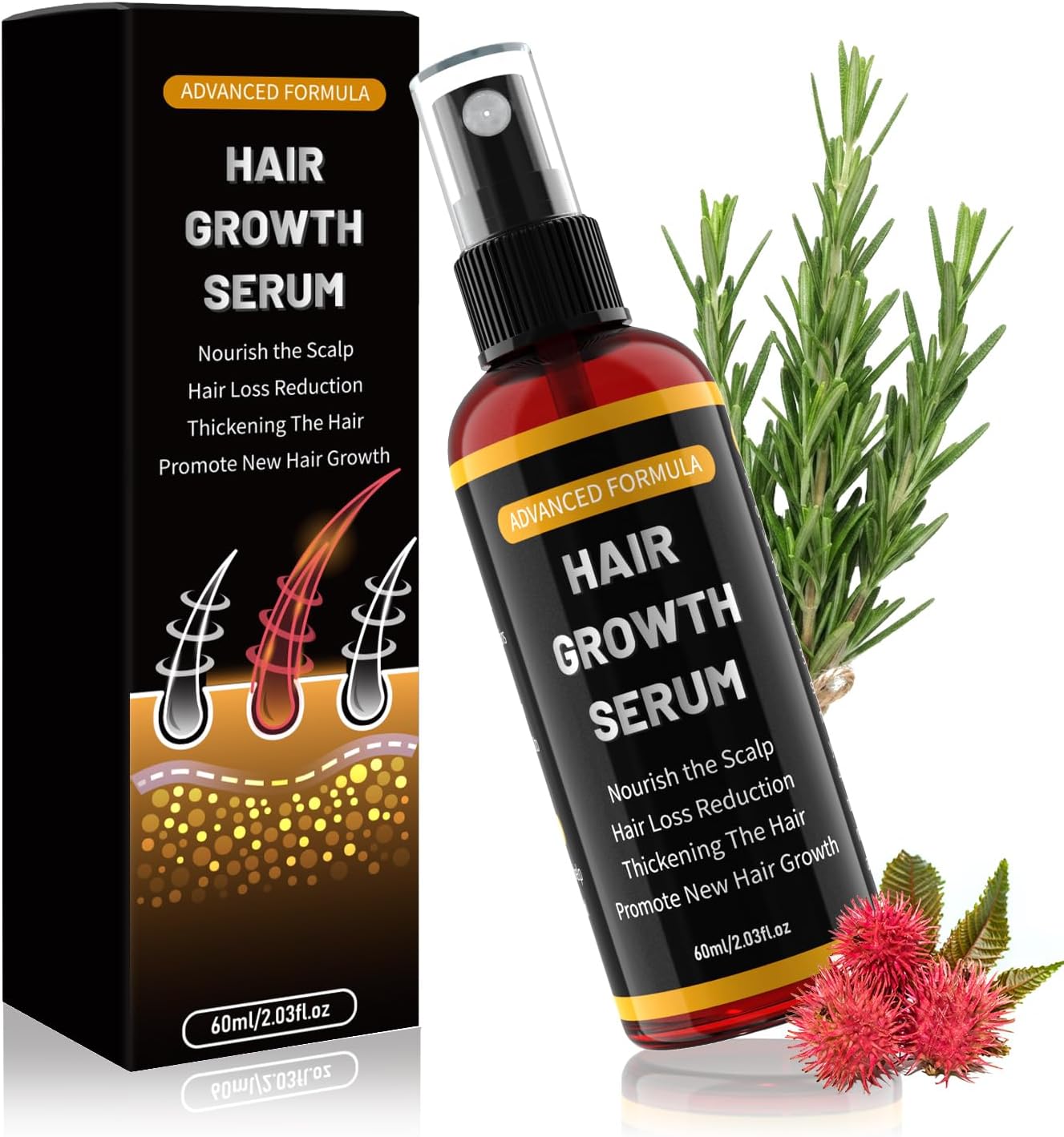 Detalle de Rouclo rozemarijn-haargroeiserum, 60 ml voor hoofdhuid en baard