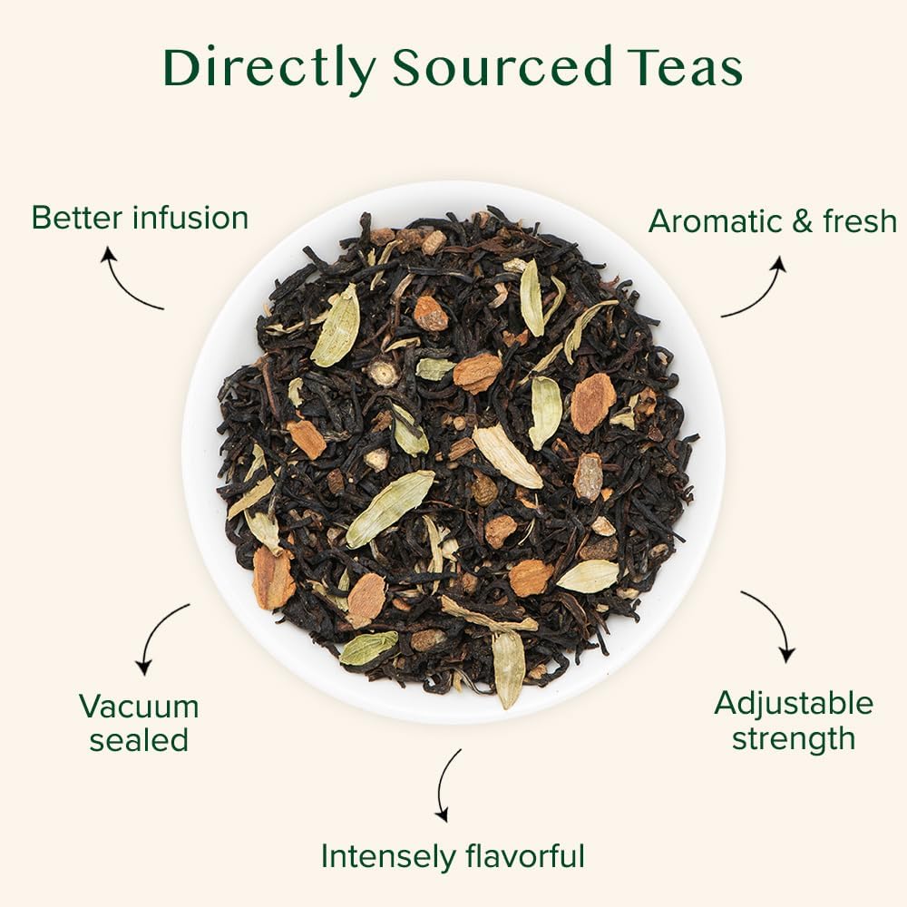 Detalle de VAHDAM Vanilla Chai Spiced Black Tea (100 g) – Masala-Chai mit Vanille, Gewürzen & losem Blatttee