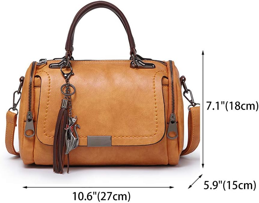 Detalle de BUKESIYI Donna Borse a Tracolla e Borsa a Mano Firmata 2024 PU Pelle IT77152 Giallo Arancio