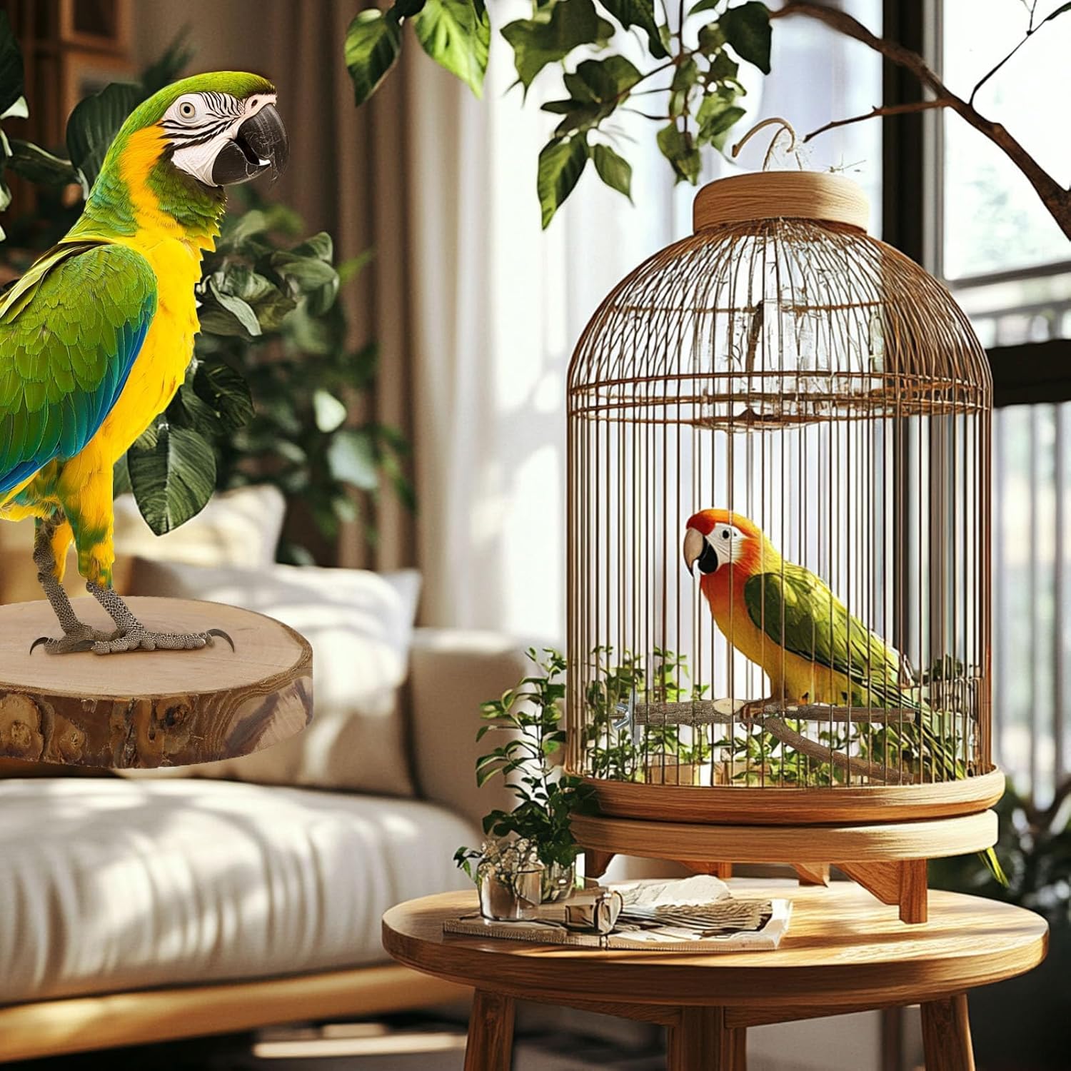 Thumbnail 5 de PERSENTU 8-Piece Natural Wooden Bird Cage Perches Set for Budgies, Cockatiels & Small Birds
