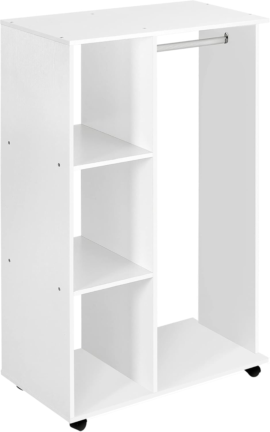 HOMCOM armoire penderie mobile en panneaux de particules blanc avec 4 roulettes