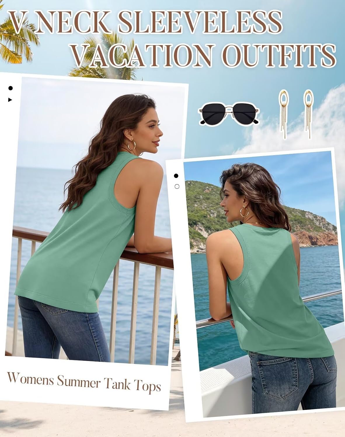 Detalle de KKJ 3 Pack Womens Tank Tops – 2026 Summer V Neck Loose Fit Sleeveless Shirts