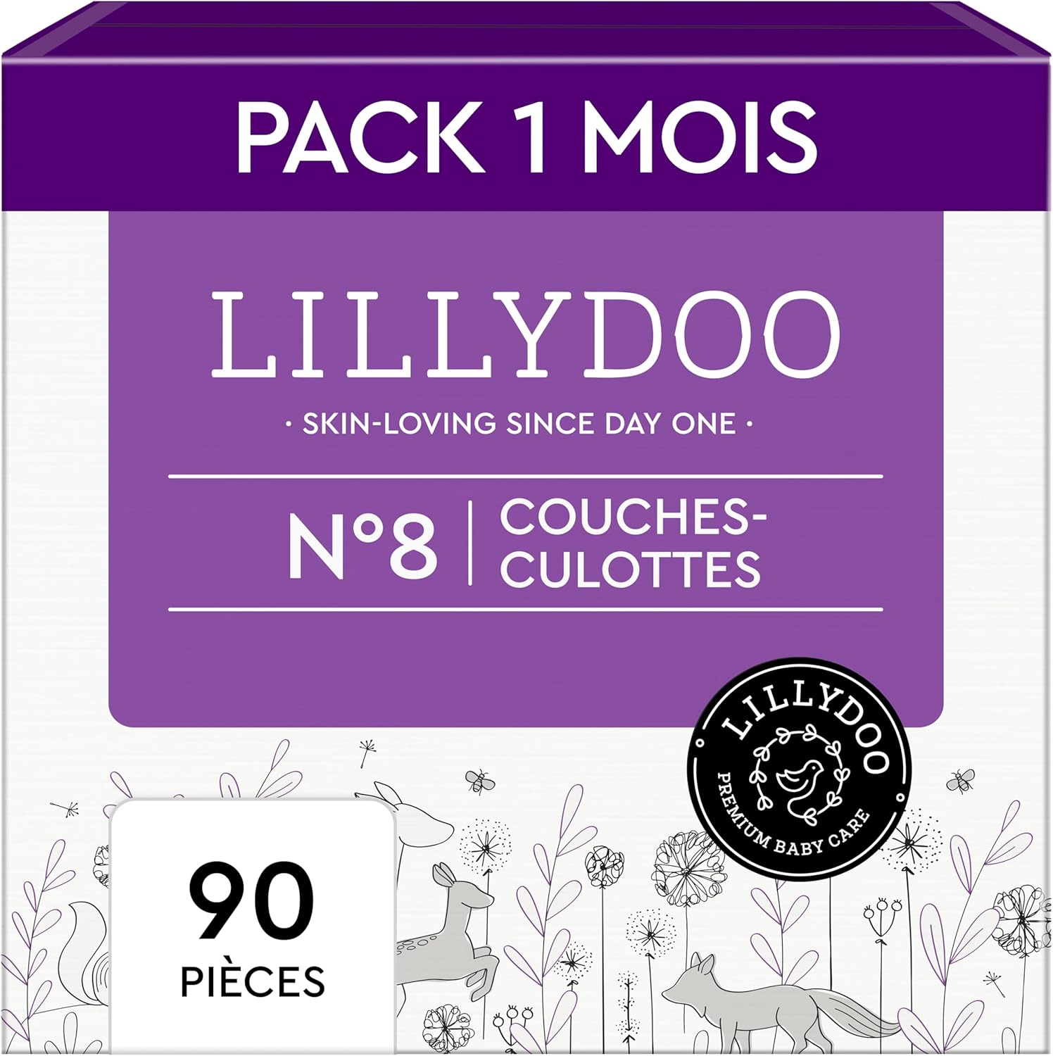 Detalle de LILLYDOO Couches-culottes Bébé Taille 8 (17+ kg) — Box mensuelle 90 pièces, Ultra-Douces et Anti-Fuites