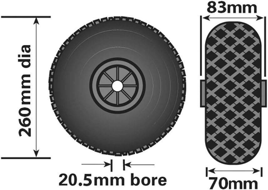Thumbnail 2 de Maypole 260 mm Replacement Pneumatic Wheel with Rubber/Plastic Tyre for Jockey Wheels (70 mm Tyre Width, 260 mm Diameter) – Suitable for MP437