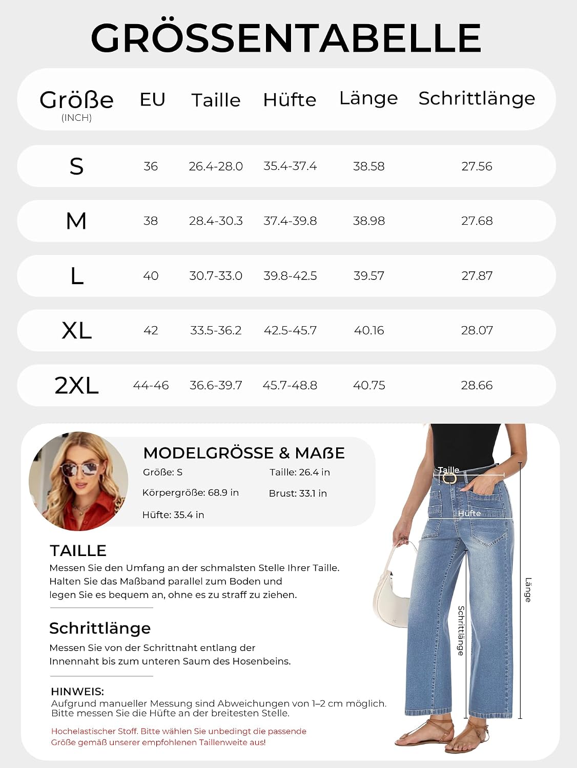 Detalle 2 de StylSense Baggy Jeans Damen High Waist mit Weitem Bein – Stretch & Komfort