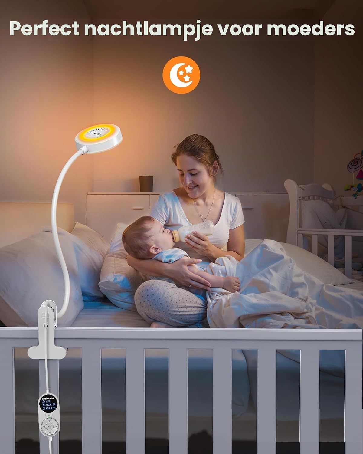 Detalle 2 de Glocusent A31 klemlamp met 72 leds, 360° zwanenhals en timer