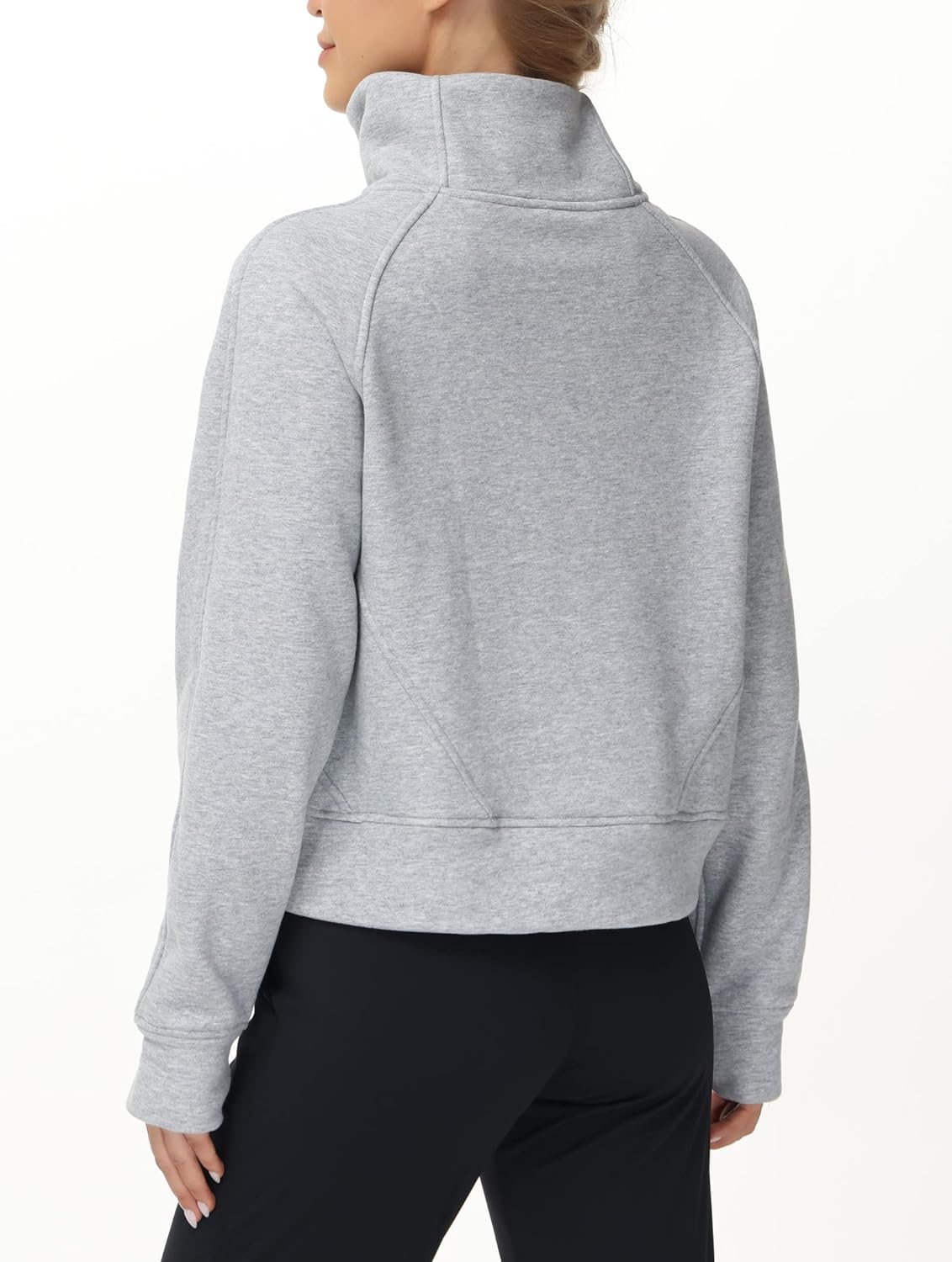 Detalle de THE GYM PEOPLE Half Zip Fleece Crop Sweatshirt