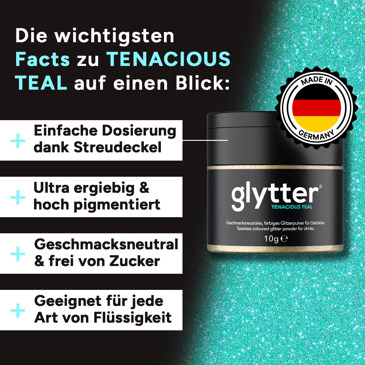 Detalle de Glytter Glitzerpulver Neongrün 100 Getränke 🍹
