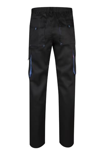 Detalle de VELILLA 103004 Pantalón de Trabajo (Negro y Celeste) – Talla 40