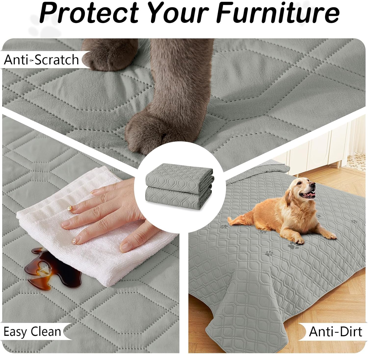 Thumbnail 3 de Homaxy Hundedecke Wasserdicht – Doppelt beschichtete, waschbare Outdoor-Hundematte (203x152 cm, Grau/Hellgrau)