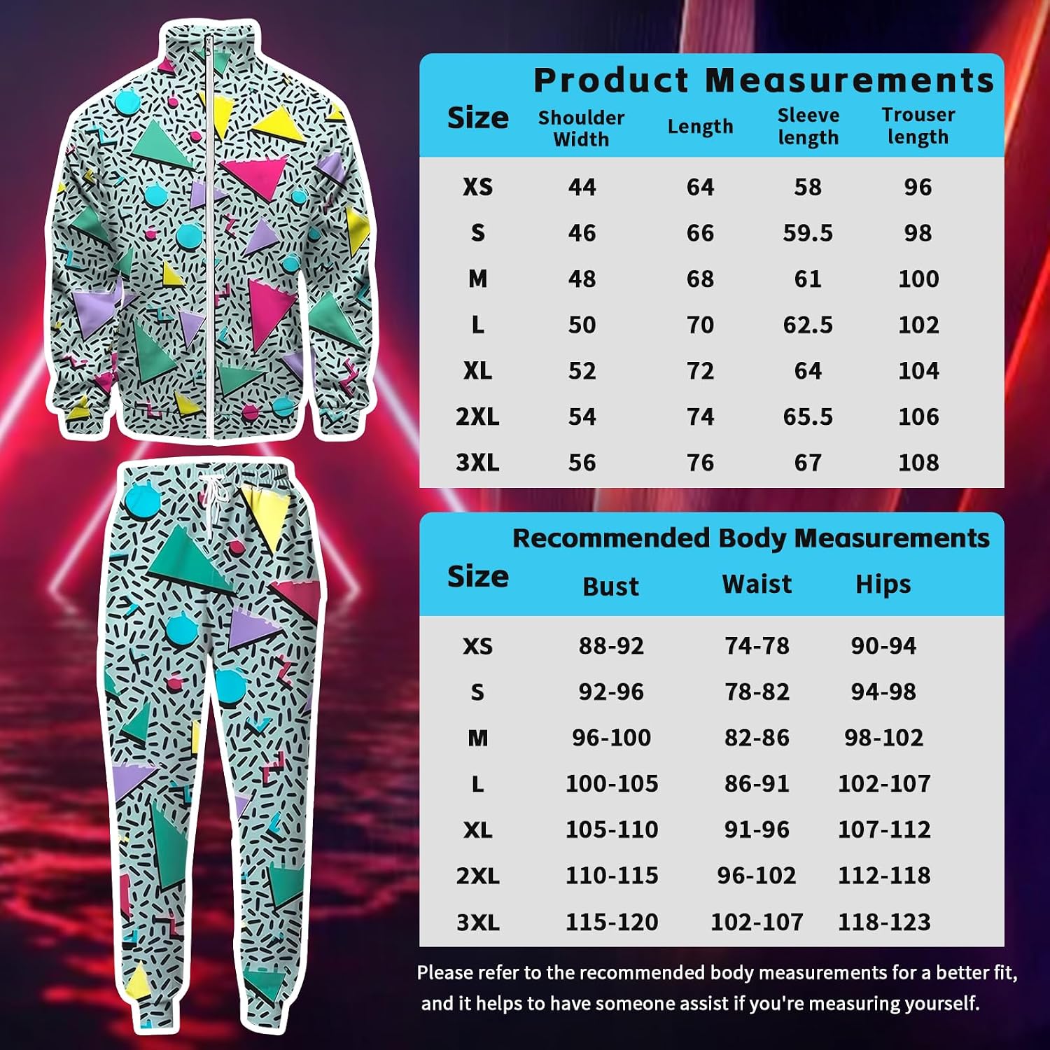 Detalle 2 de OPAEHJF 80s/90s Men’s Tracksuit Costume Set (8 pieces) – neon windbreaker, hat, sunglasses & more