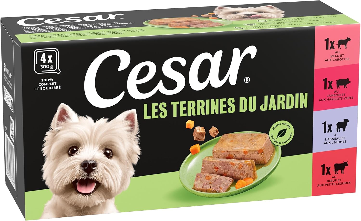 Thumbnail 1 de Cesar Barquettes Les Terrines du Jardin – Nourriture humide pour chien (16 x 300 g) à base de viande et légumes