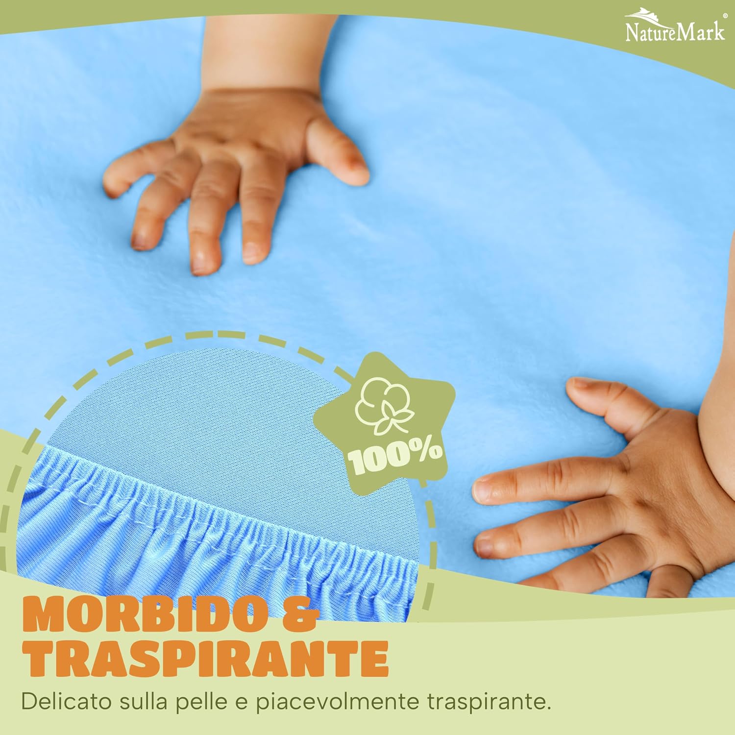 Detalle de NatureMark Lenzuola con angoli per bambini 70 x 140 cm – Set da 2, jersey di cotone morbido