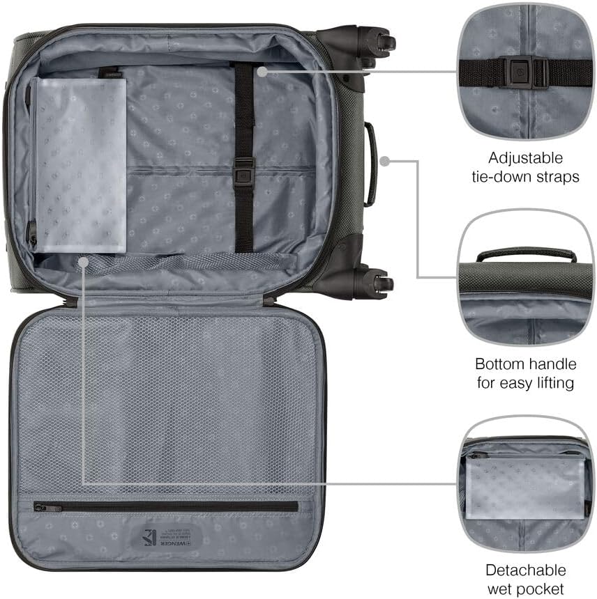 Detalle de WENGER Sion Trolley in Tessuto Espandibile: versatilità svizzera per viaggi ortevoli