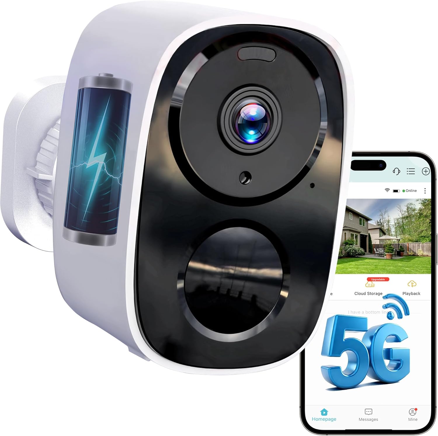 Detalle de HITELLARCAM 2K Außenüberwachungskamera Akku – Dual-Band WLAN, Farb-Nachtsicht, KI-Erkennung, IP66