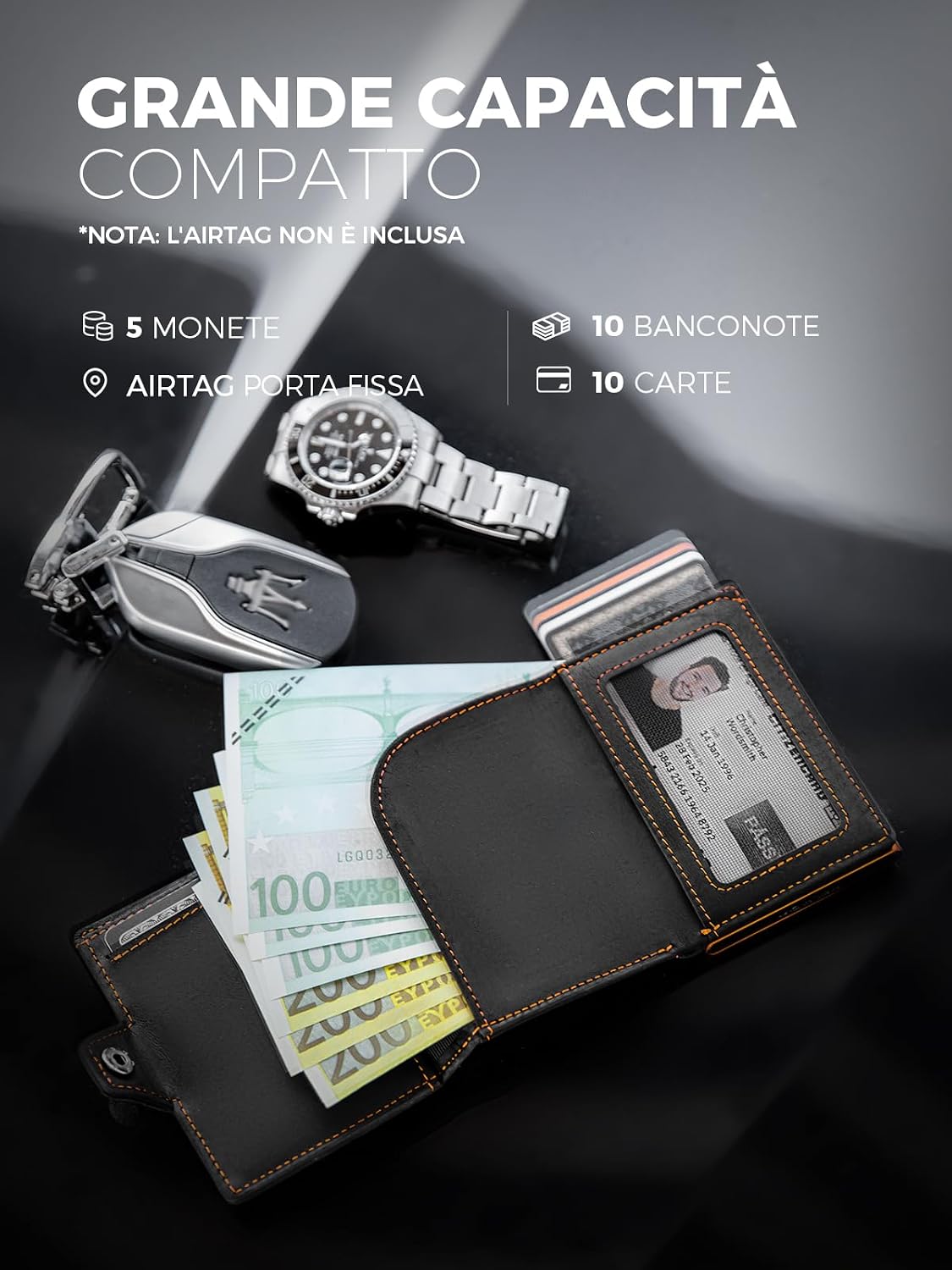 Detalle 2 de LORZOR Portafoglio Airtag Slim pelle 9,8 cm