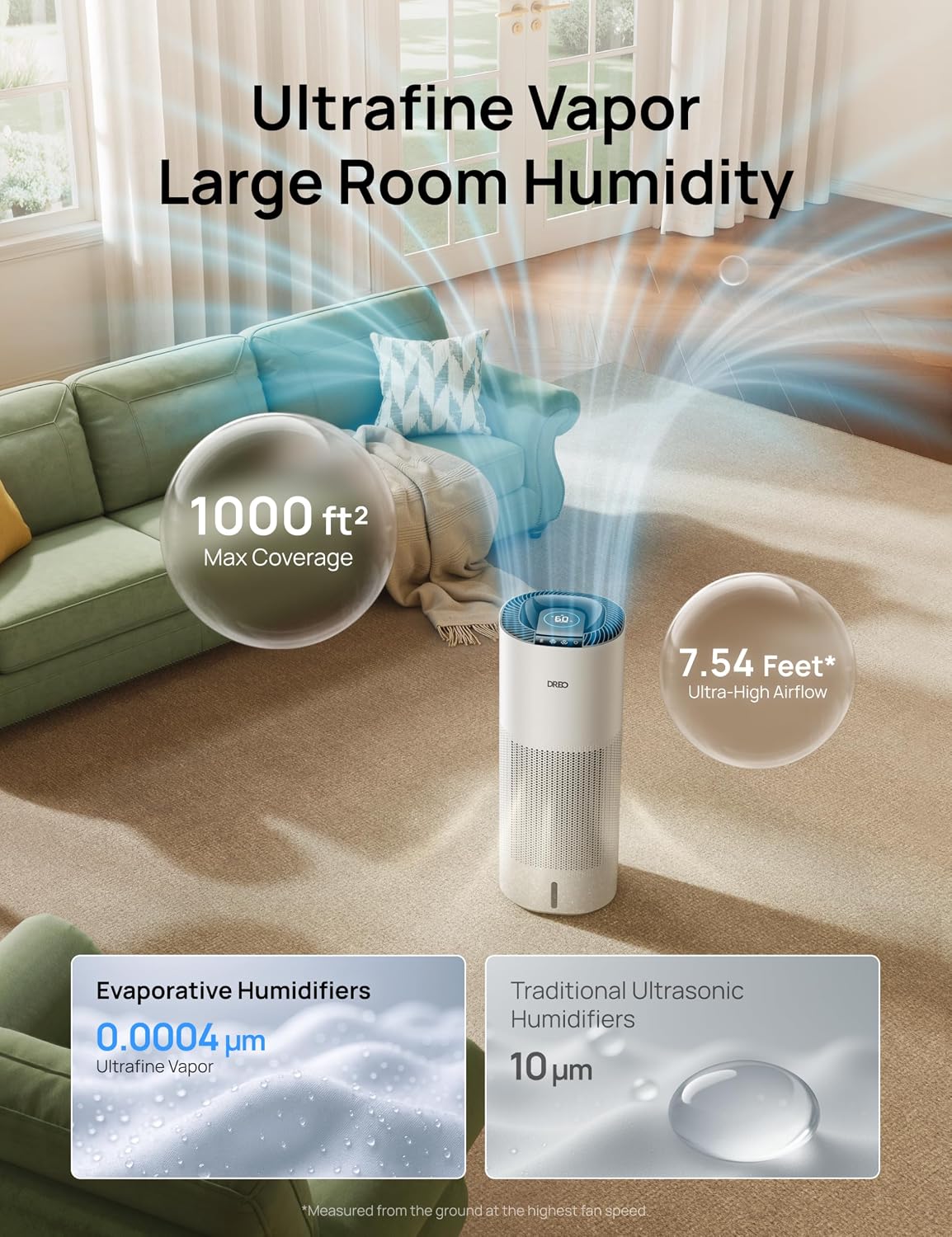 Detalle de DREO HHM774S evaporative humidifier 10L 🌫