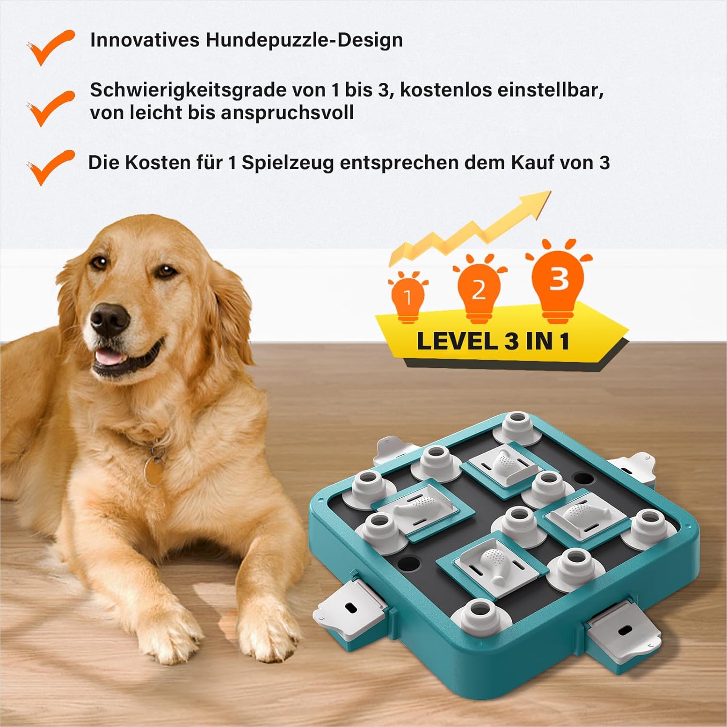 Thumbnail 1 de Dufuso Hundespielzeug Intelligenz – Intelligenzspielzeug mit 3 Schwierigkeitsgraden (blau/weiß)