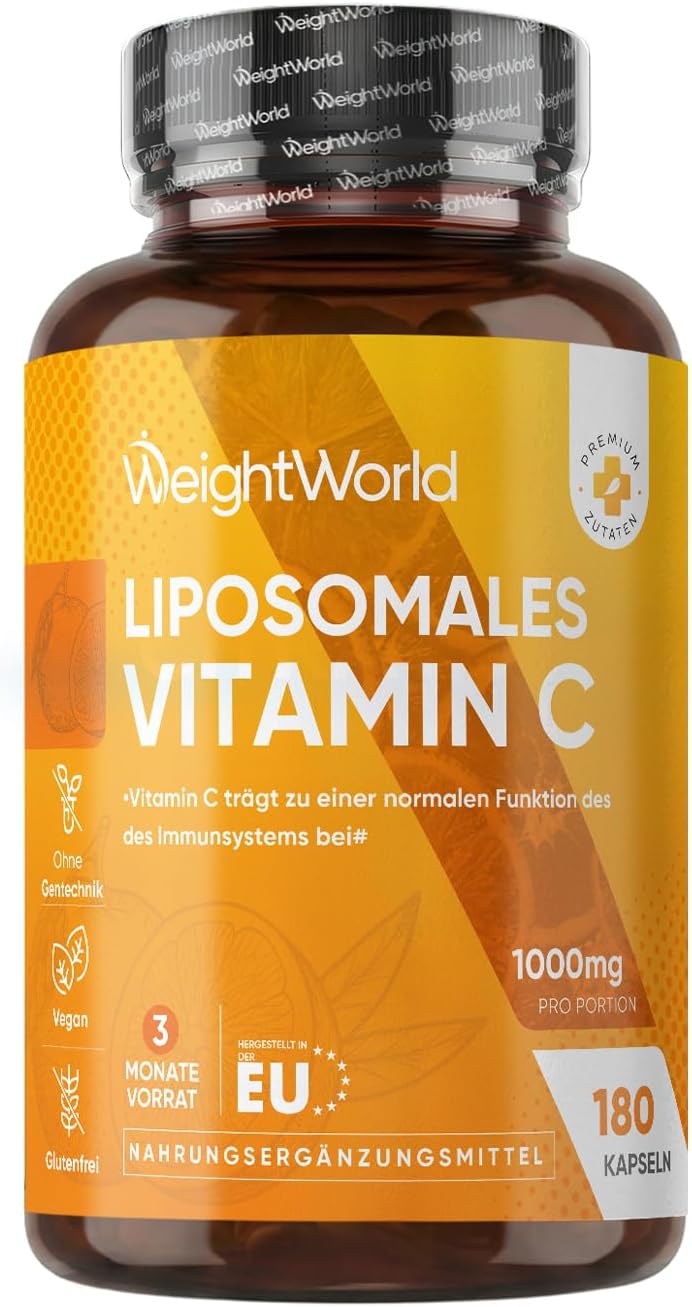 Detalle de WeightWorld Liposomales Vitamin C 1000 mg (180 vegane Kapseln) mit Sonnenblumenphospholipiden & Hagebutte